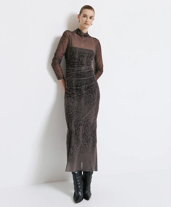 Access Fashion Olive Snakeprint Maxi Dress