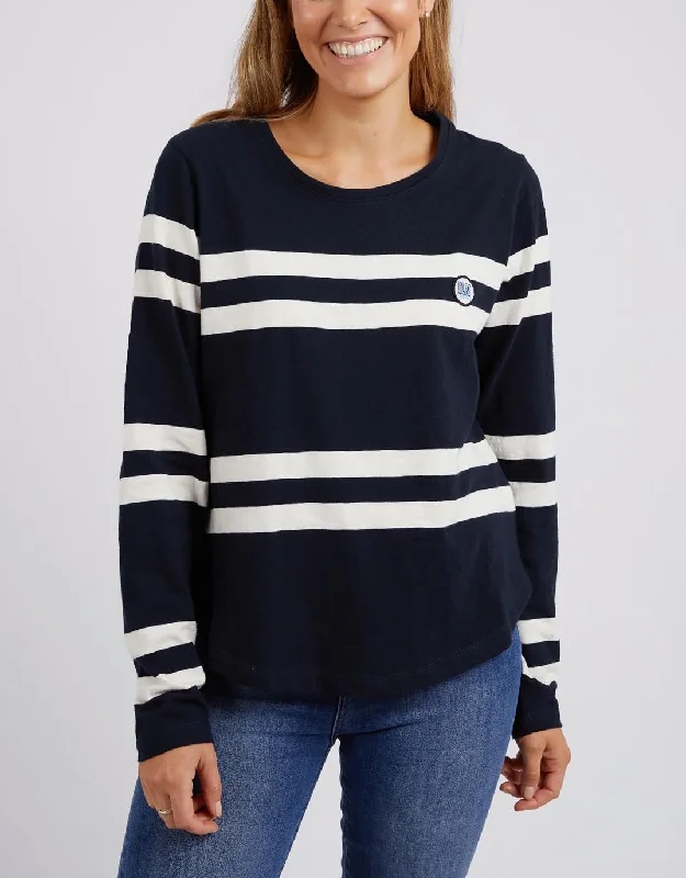 Allegra Long Sleeve Tee - Navy/Vintage White Stripe