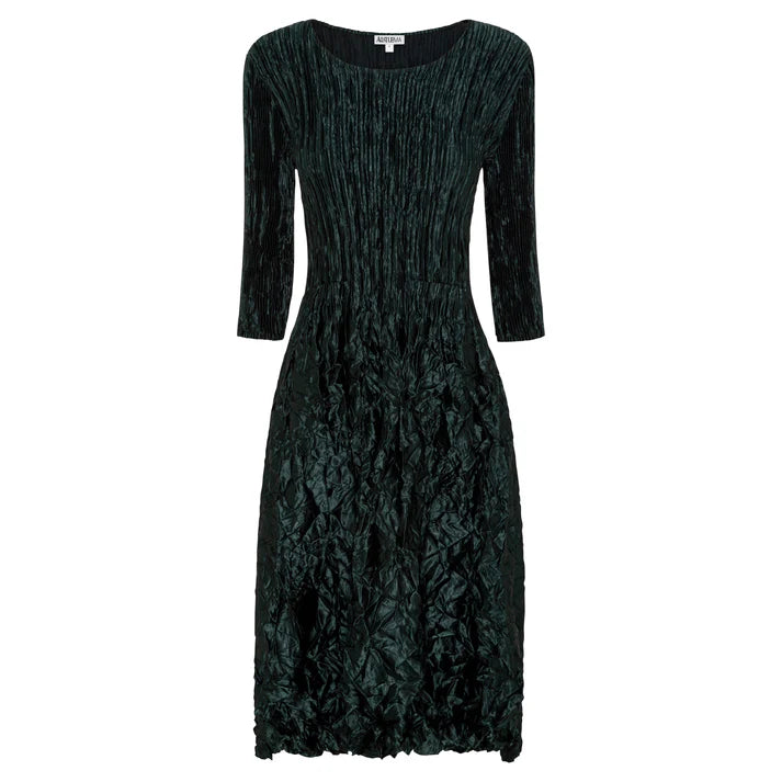 Alquema 3/4 Sleeve Smash Pocket Dress Metallic Green