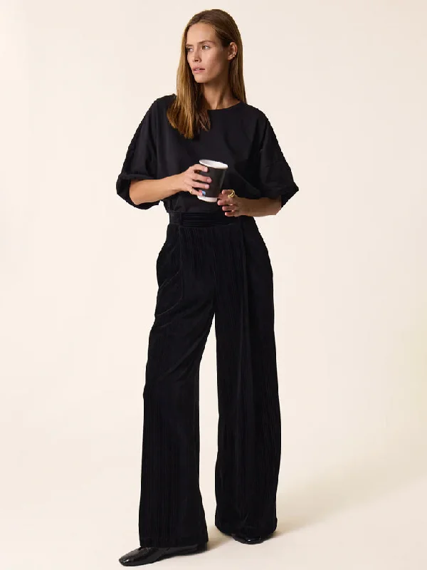 Des Petits Hauts Zofia Devore Trousers in Black