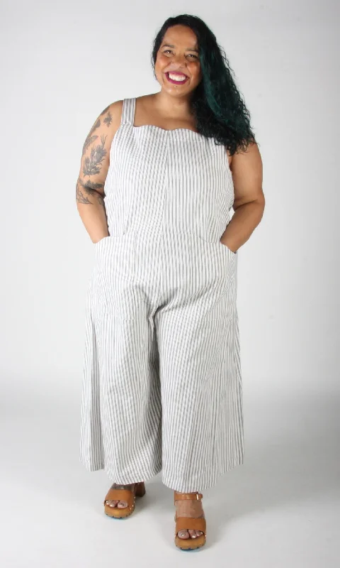 Dusky Greygone Jumpsuit - Ticking Stripe