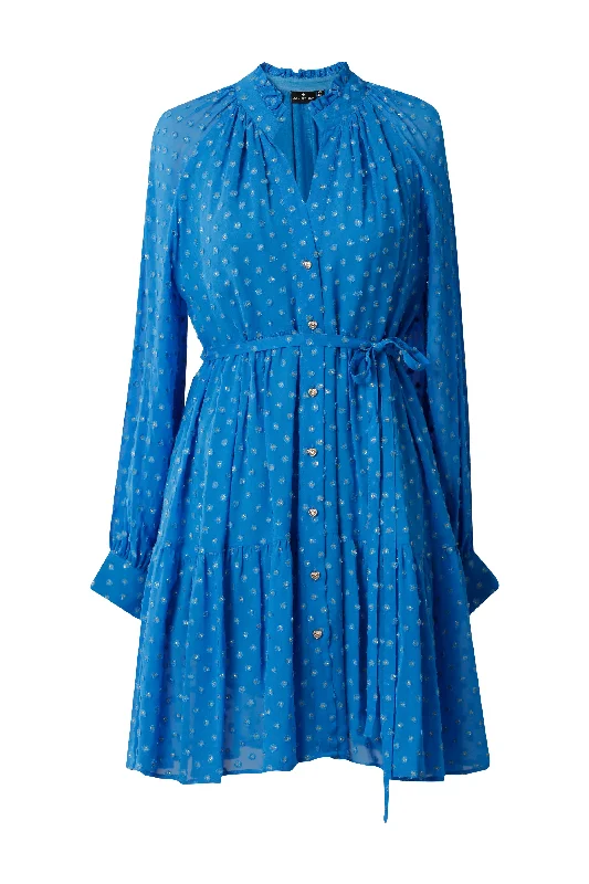 Emily Lovelock Directoire Blue Dobby Dress