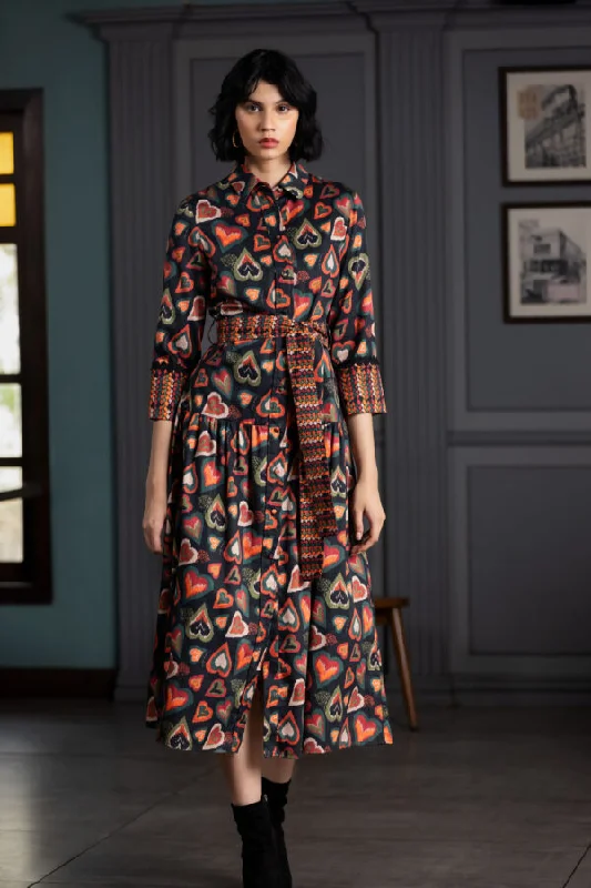 Emily Lovelock Acatha Print Mixed Dress