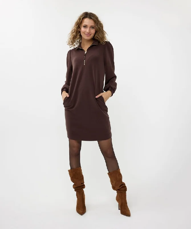 Esqualo Zip Up Chocolate Dress