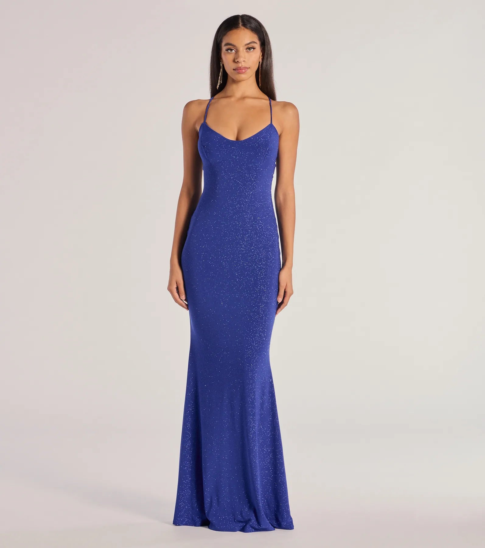 Kyleigh Glitter Lace-Up Back Mermaid Dress