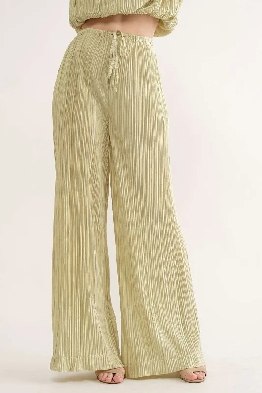 LIME PLEATED WIDE LEG PANTS P9416-1