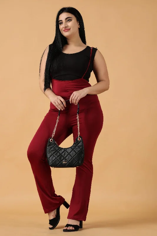 Maroon Dungaree Style Jumpsuit