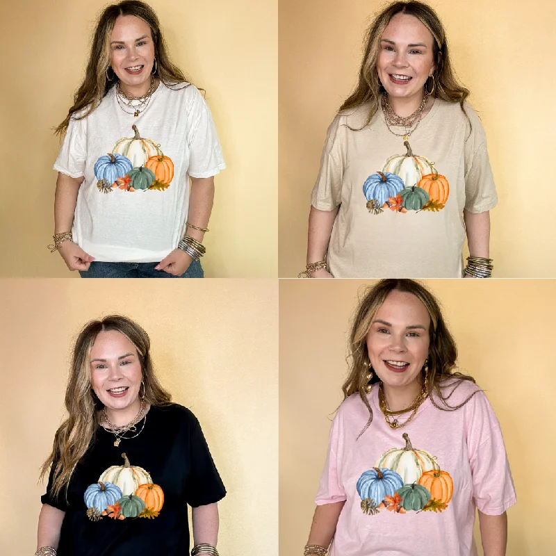 Online Exclusive |  Country Pumpkin Arrangement of Four Colored Pumpkins Graphic Tee in Multiple Color Options