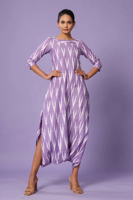 Purple Ikat Dhoti Jumpsuit