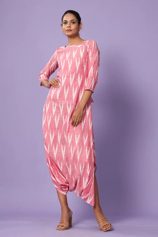 Pink Ikat Dhoti Jumpsuit