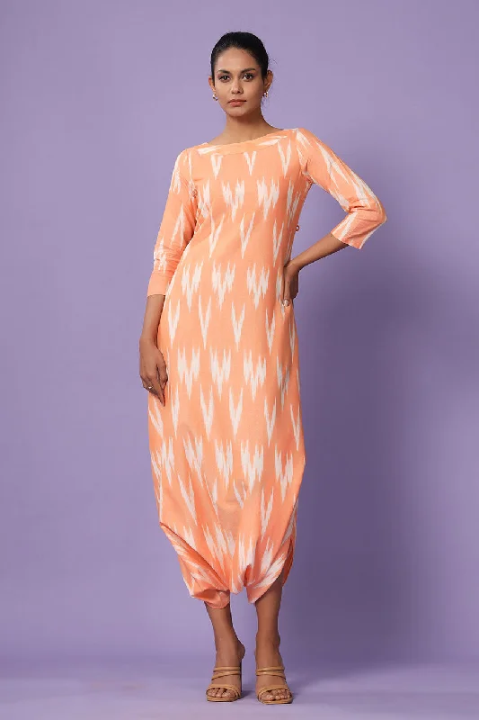 Orange Ikat Dhoti Jumpsuit