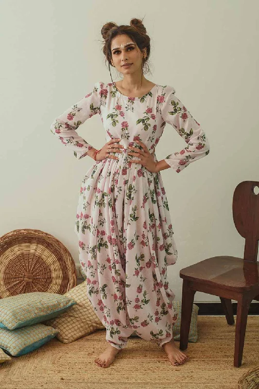 Cowled Pink Floral Jumpsuit