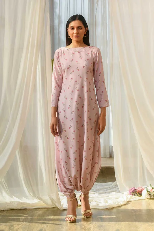 Pink Printed Dhoti Jumpsuit