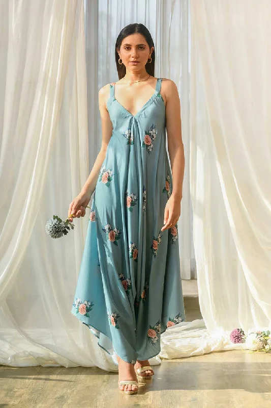 Teal Printed Palazzo Jumpsuit