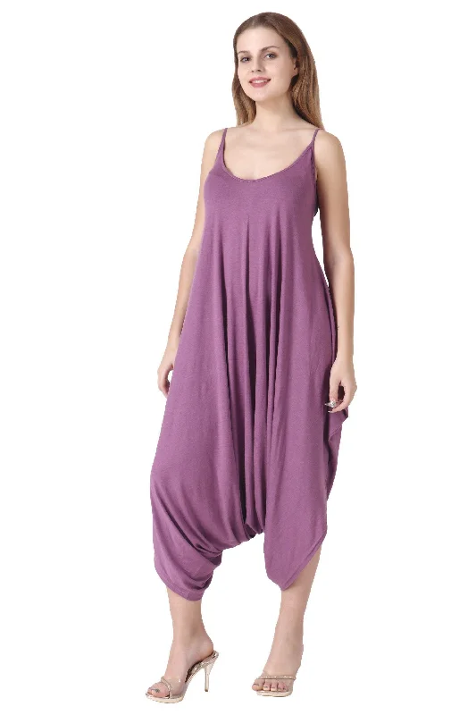 Purple Solid Loose Dhoti Style Jumpsuit