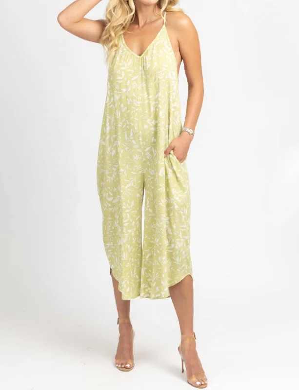 Relaxed Pocket Jumpsuit In Lime Floral