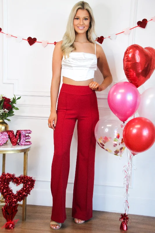 Trending Times High Waisted Pants: Red