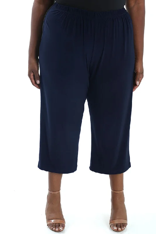 Vikki Vi Jersey Navy Crop Pant