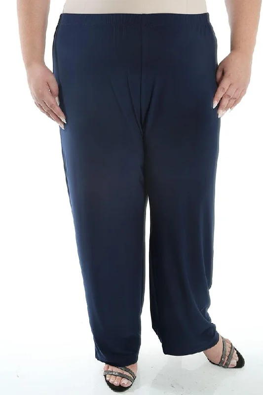 Vikki Vi Jersey Navy Pull on Pant