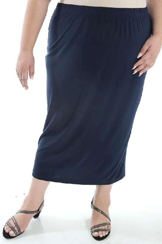 Vikki Vi Jersey Navy Straight Maxi Skirt