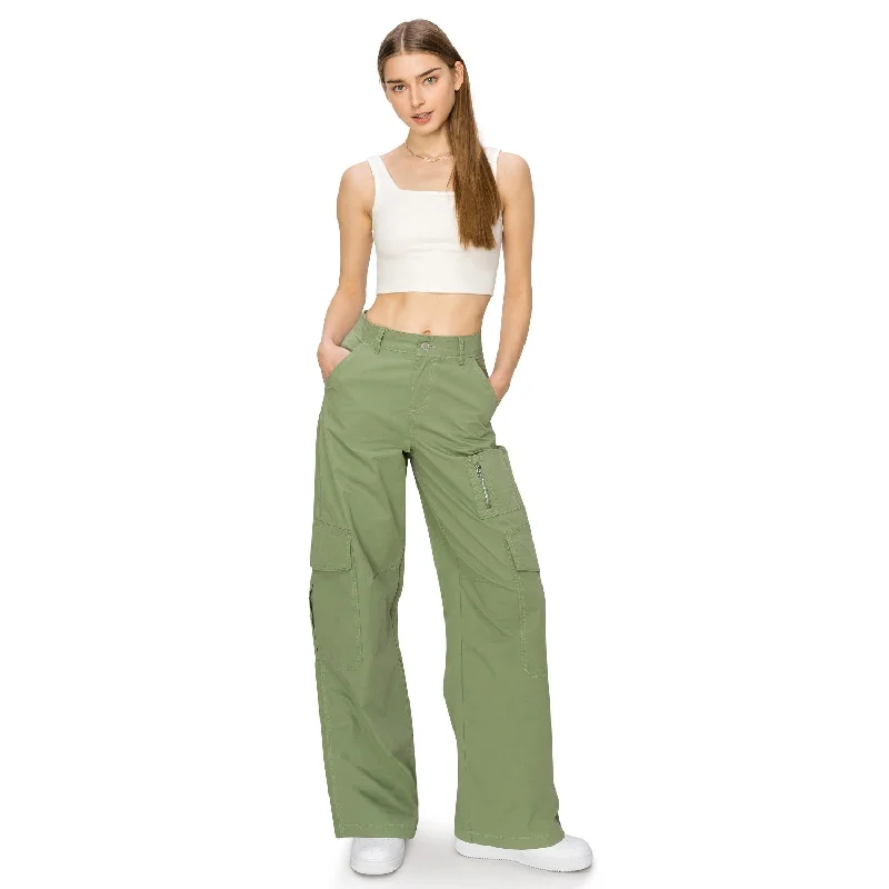 Wide Leg Cargo Pants - Olive