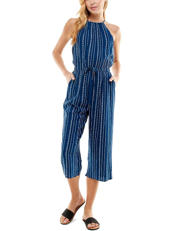 Womens Striped Tie Waist Jumpsuit