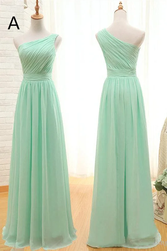 Mismatched A-line Long Mint Green Bridesmaid Dresses