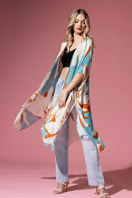 Aquamarine Open Front Kimono