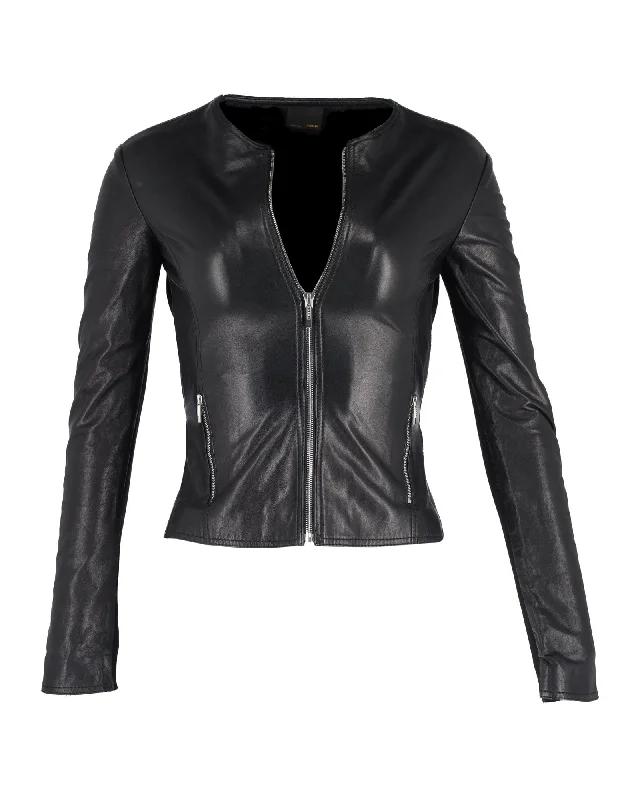 Fendi Biker Jacket in Black Leather