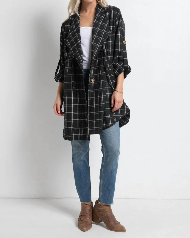 Harper Plaid Layering Jacket In Black