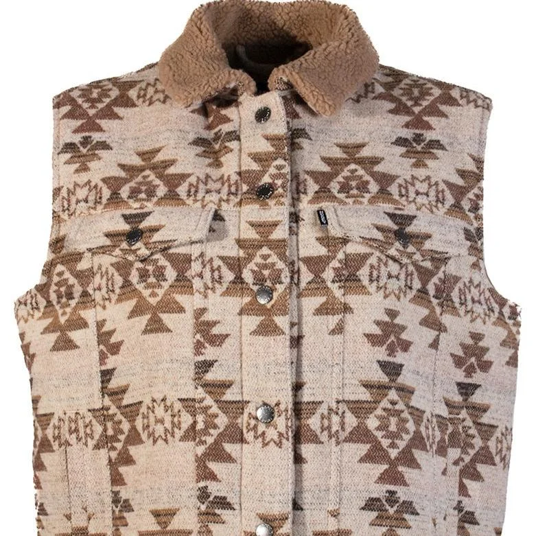 Hooey Women's Aztec Sherpa Vest in Cream & Tan