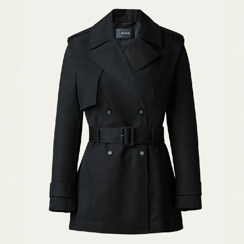 Adva Mid-Length Belted Trench Coat Black