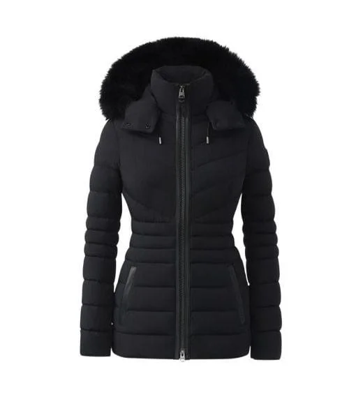 PATSY Agile 360 down jacket with blue fox fur Black