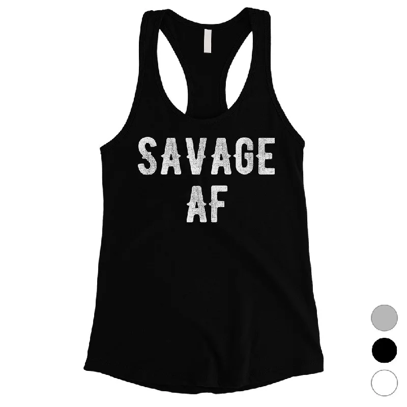 365 Printing Savage AF Womens Trendy Powerful Saying Humurous Tank Top