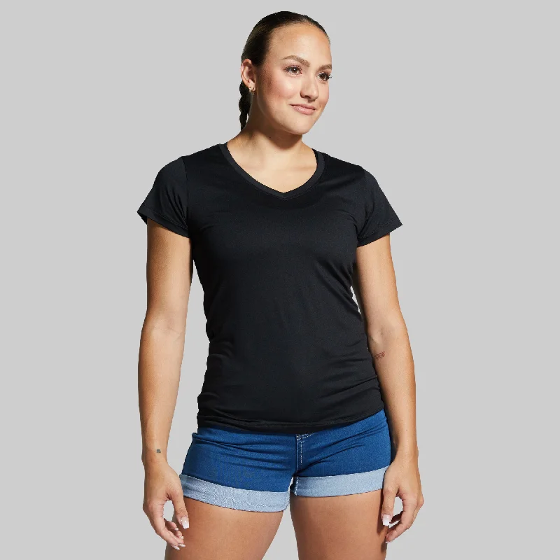 Athleisure Short Sleeve V-Neck (Black)