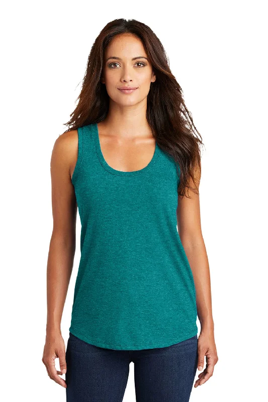 District Womens Perfect Tri Tank Top - Heather Teal Blue