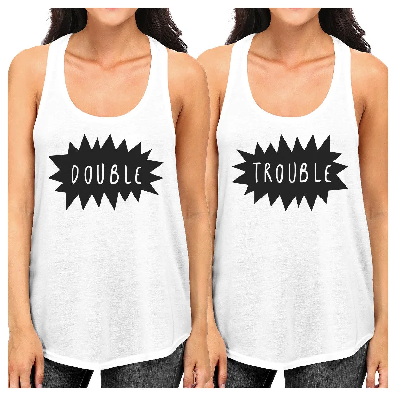 Double Trouble BFF Matching White Tank Tops