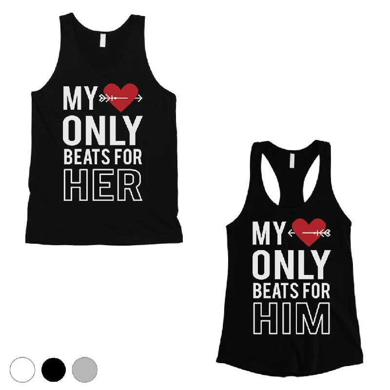 My Heart Beats For Her Him Matching Couple Tank Tops Valentines Day