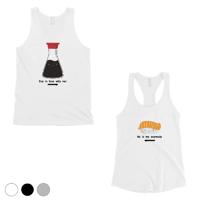 Sushi & Soy Sauce Matching Couple Tank Tops Funny Anniversary Gift