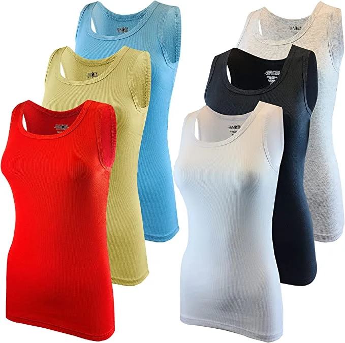 Women's Ribbed Tank Tops |Sleeveless Assorted Color  (6 Pack )