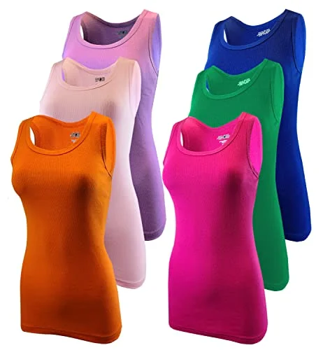 Women's  Ribbed Tank Tops | Sleeveless  Colorful (6 Pack )