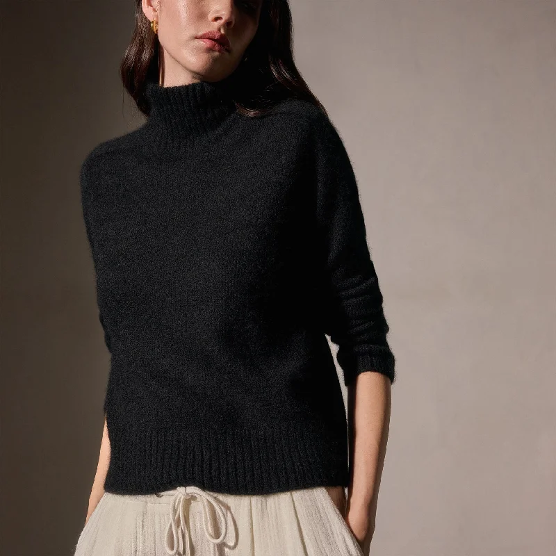 Cashmere Funnel Neck Sweater - True Black