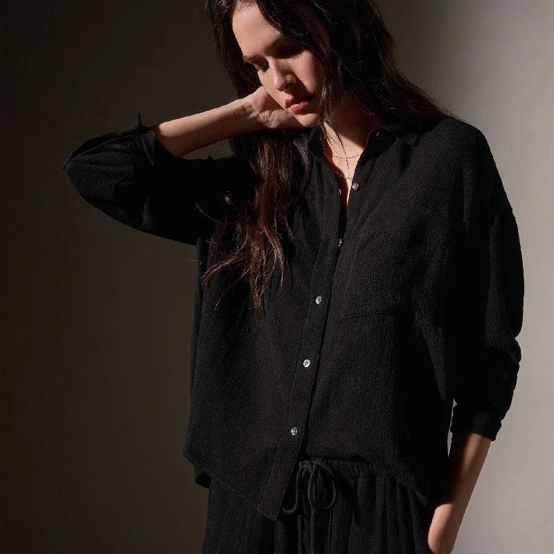 Relaxed Wool Blend Shirt - Black