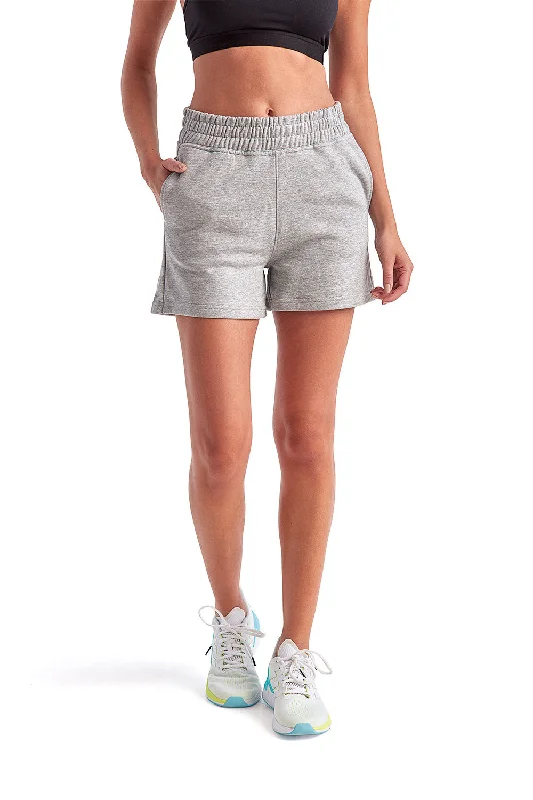 TriDri Womens Maria Jogger Shorts w/ Pockets - Heather Grey