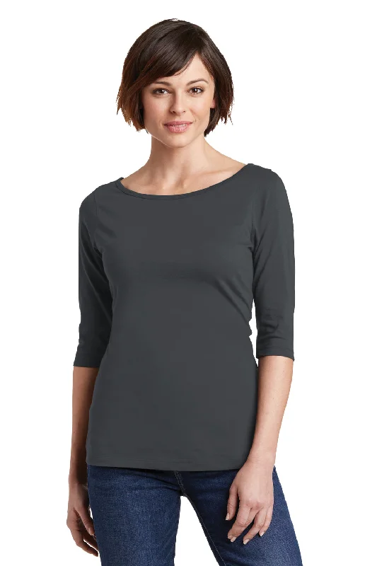 District Womens Perfect Weight 3/4 Sleeve T-Shirt - Charcoal Grey - Closeout