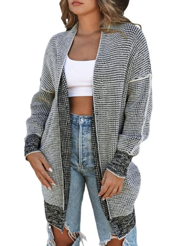 Mid-Length Knitted Women's Cardigan Sweater