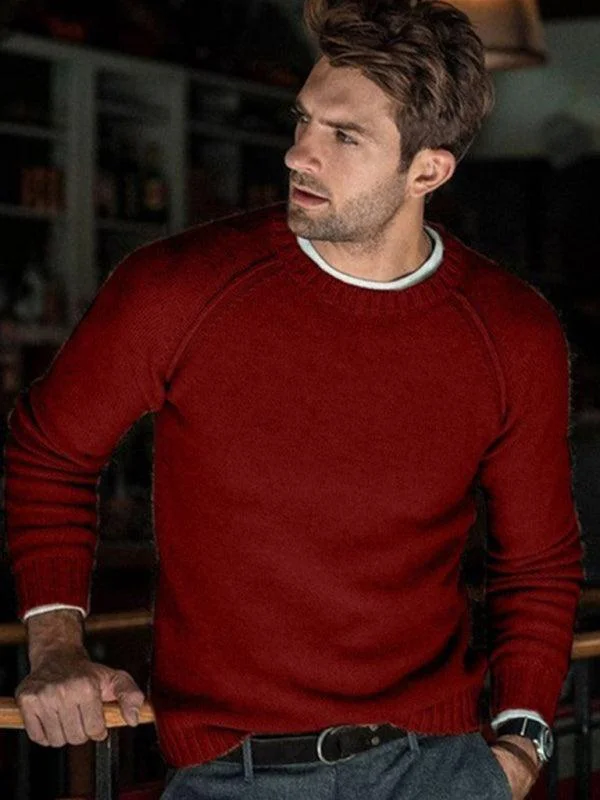 Round Neck Slim Fit Men Pullover Sweater