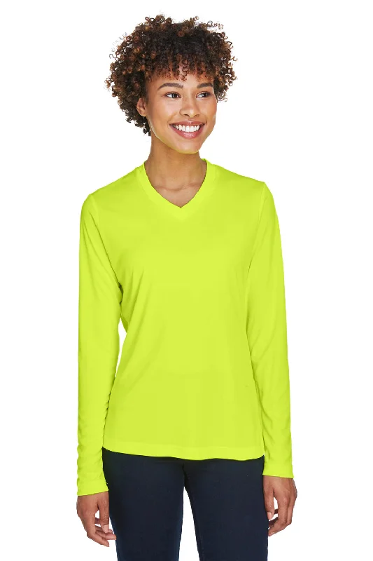 Team 365 Womens Zone Performance Moisture Wicking Long Sleeve Crewneck T-Shirt - Safety Yellow